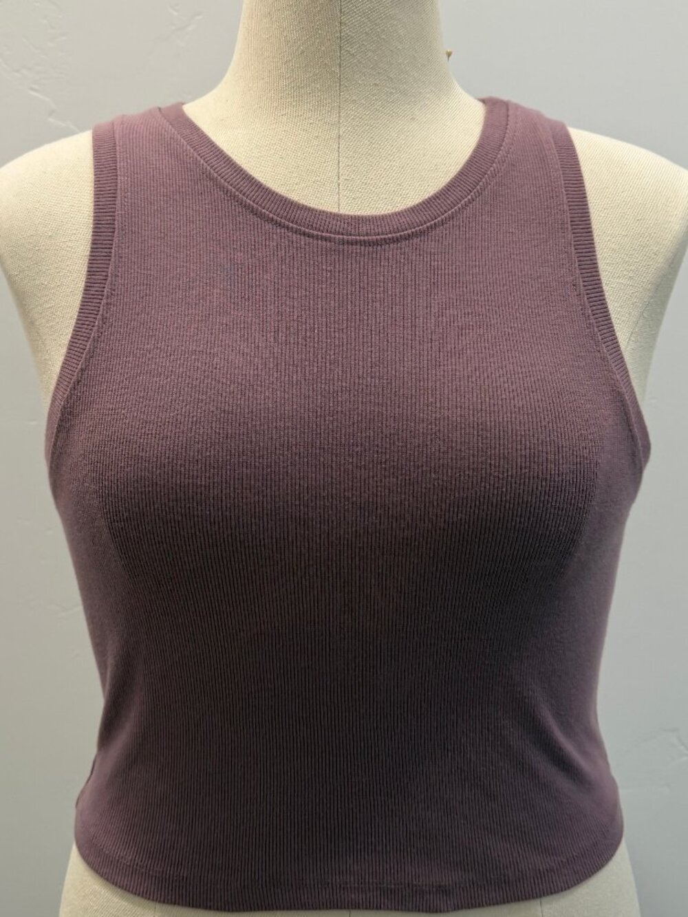 Destined XXL Purple Ribbed Crop Tank Top Sleeveless High Neck Stretch Fitted Y2K